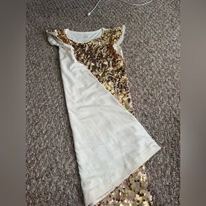 Wonder Nation Gold and Cream Sequin Mini Dress